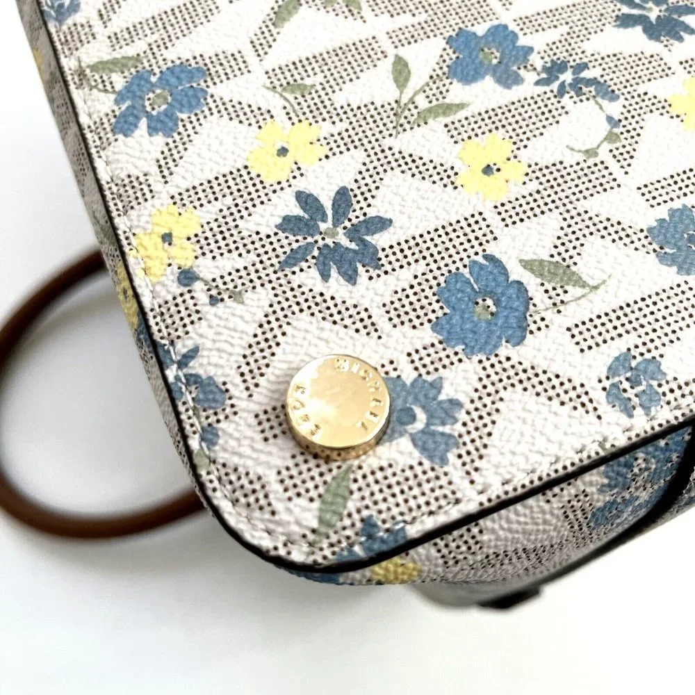 NWT $300 Michael Kors Cindy Large Dome Satchel Crossbody – Floral MK Logo Print - Picture 6 of 11